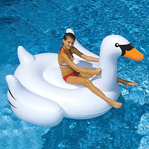 150cm Inflatable Gaint Swan Pool Float Giant Swimming Ring Summer