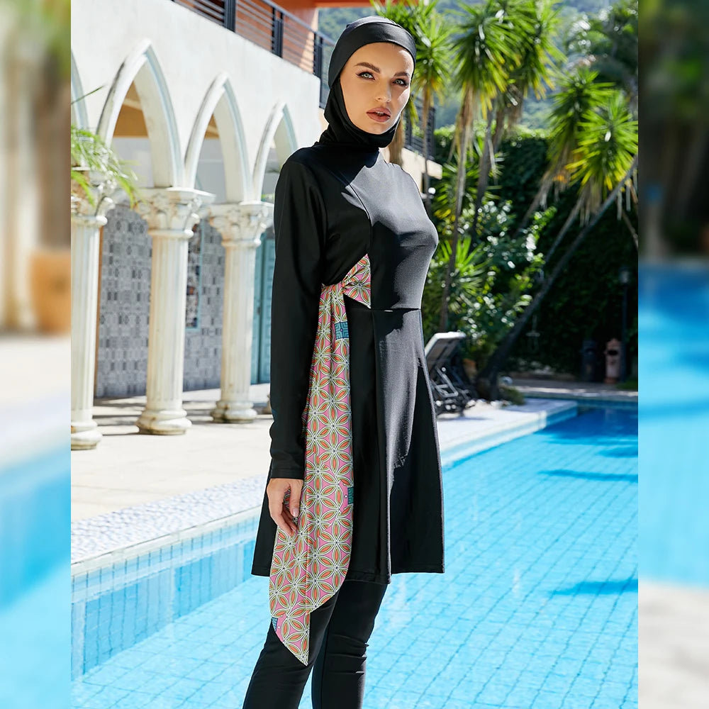 Muslim Swimwear Women Modest Long Sleeves Sport Swimsuit 3pcs Islamic