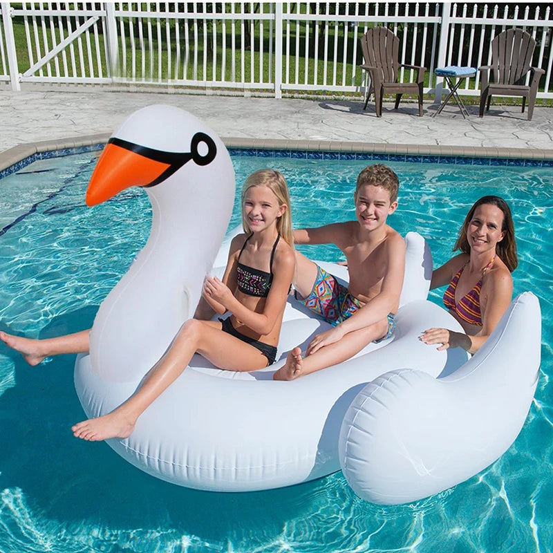 150cm Inflatable Gaint Swan Pool Float Giant Swimming Ring Summer