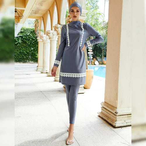 Muslim Swimwear Women Modest Long Sleeves Sport Swimsuit 3pcs Islamic