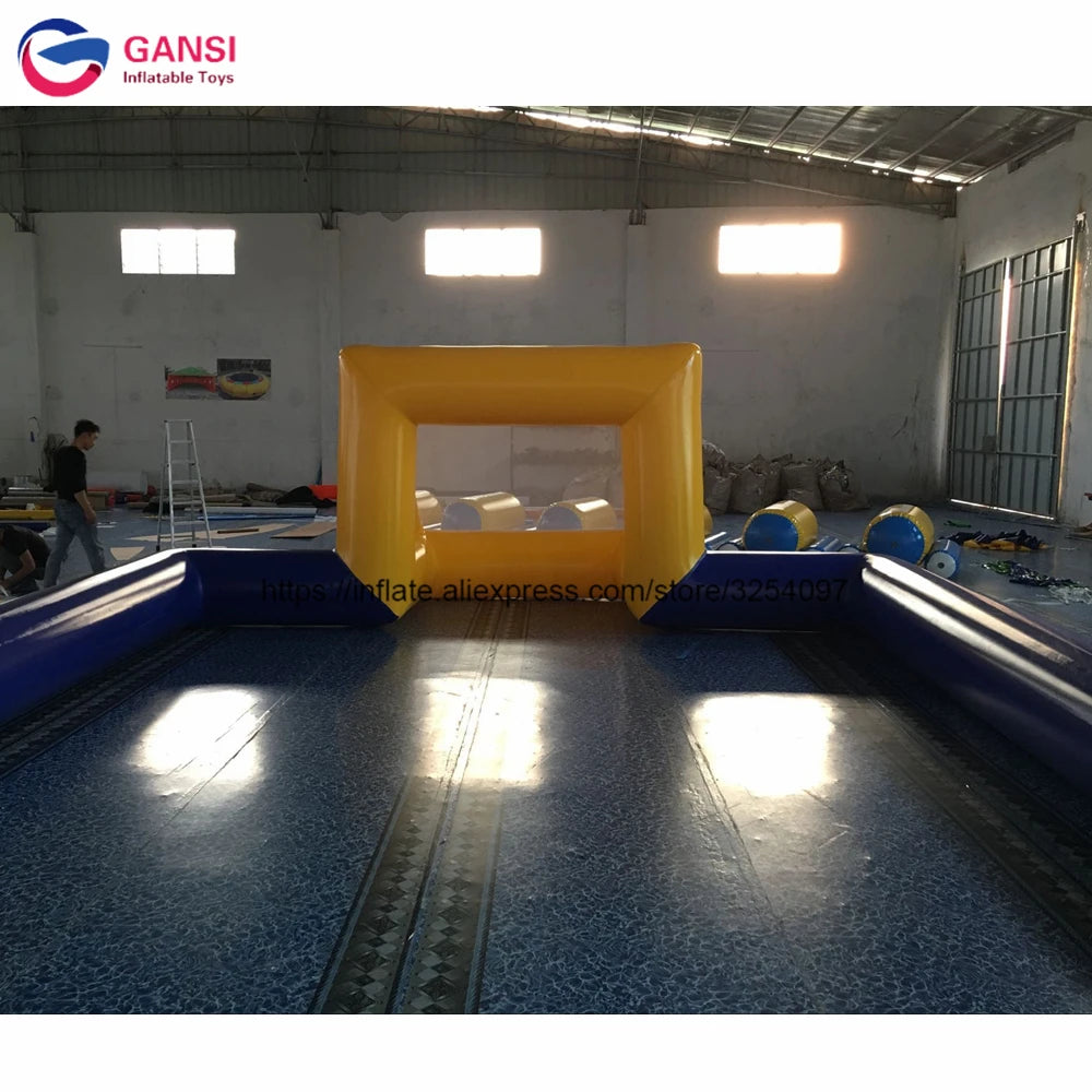 0.9Mm PVC Tarpaulin Inflatable Water Soap Football Court,13*6M