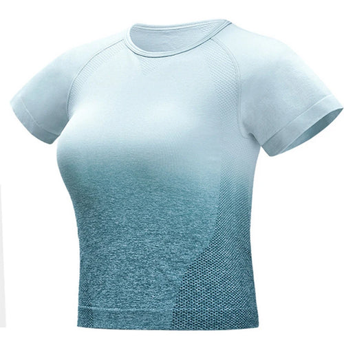 Gradient Yoga Short Sleeve Women's Sportswear Breathable Seamless Gym