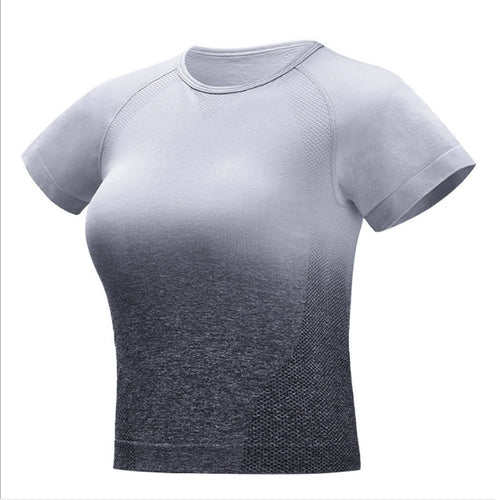 Gradient Yoga Short Sleeve Women's Sportswear Breathable Seamless Gym