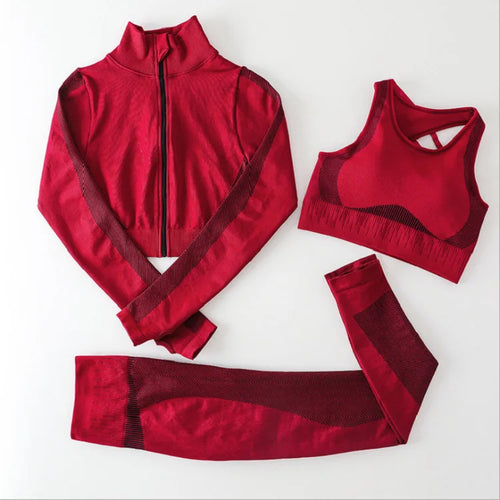 Women's Autumn Winter Seamless Fitness Wear Zipper Shirt Sports Bra