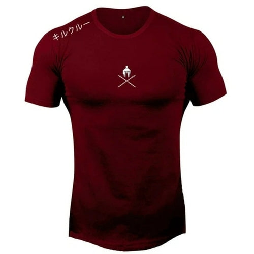 Men T Shirts Fashion Summer Bodybuilding Letter Printed Tshirt Men GYM