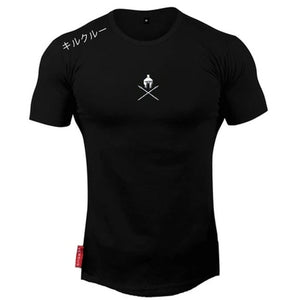 Men T Shirts Fashion Summer Bodybuilding Letter Printed Tshirt Men GYM