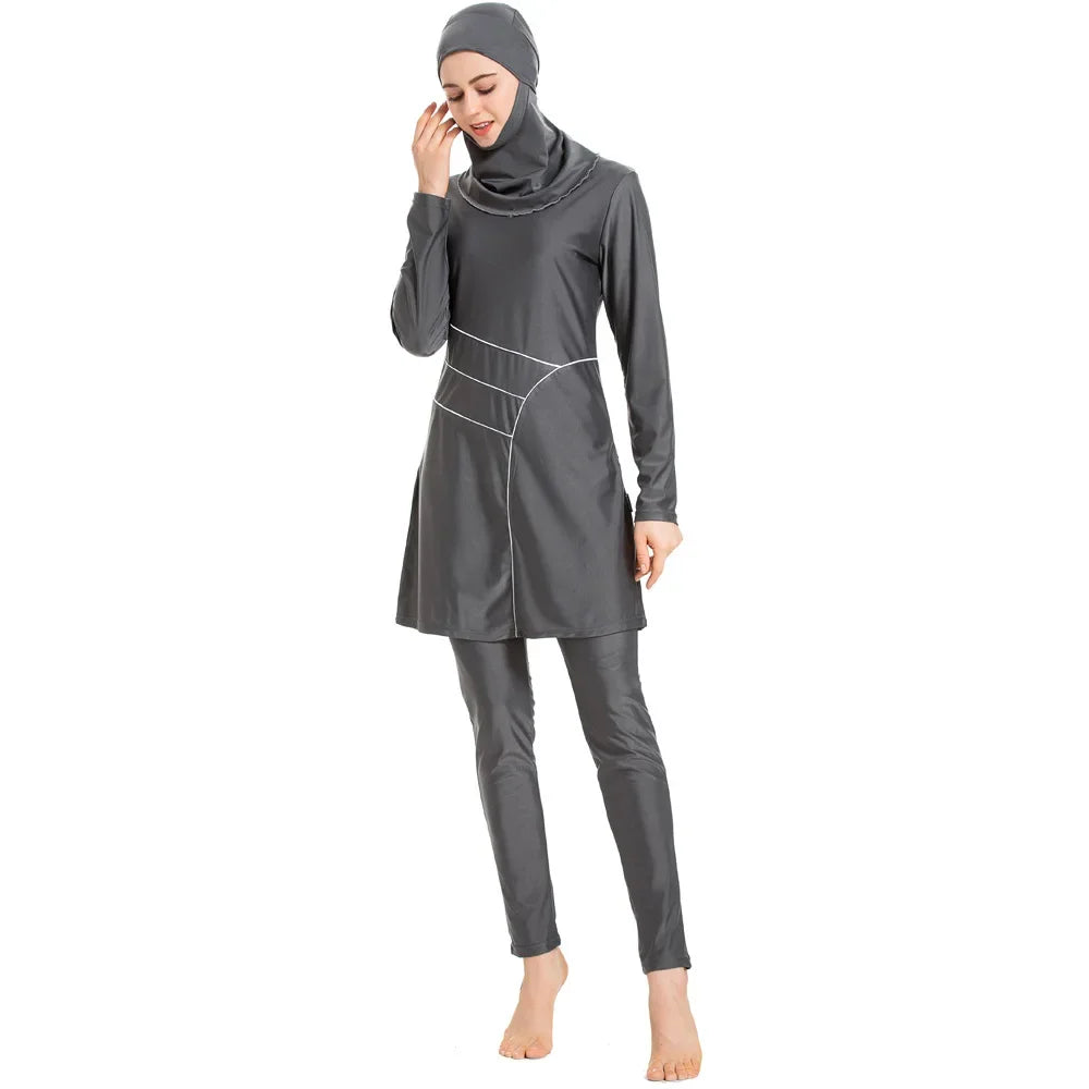 Islamic Women Muslim Swimwear Hooded Hijab Swimsuit Modest Swim Surf