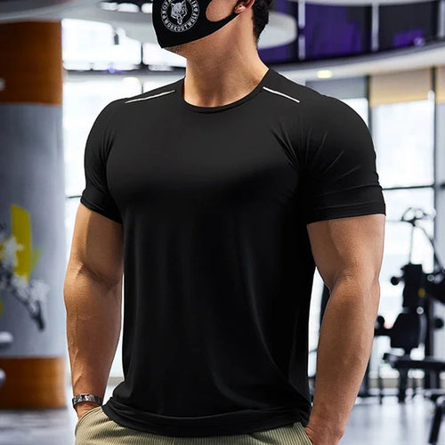 Men Short Sleeve Sport T-shirt Athletics Running Top Quick Dry Gym