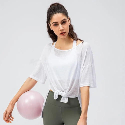 Women Blouse Shirts Mesh Gym Tshirt Workout Clothing Sports Tops