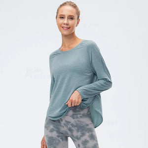 Women Long Sleeve Blouse Shirts Yoga Tops Compression Tshirt Quick