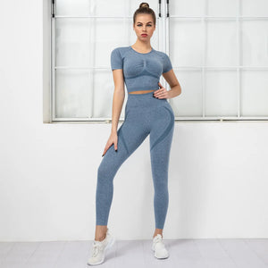 Yoga Set Women 2 Piece Gym Tight Quick-drying Fitness Wear Outdoor