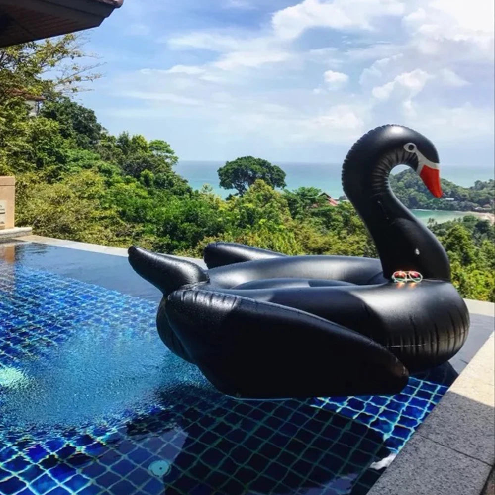 New Cool 190cm Super Large Black Swan Swimming Inflatable Floating Row