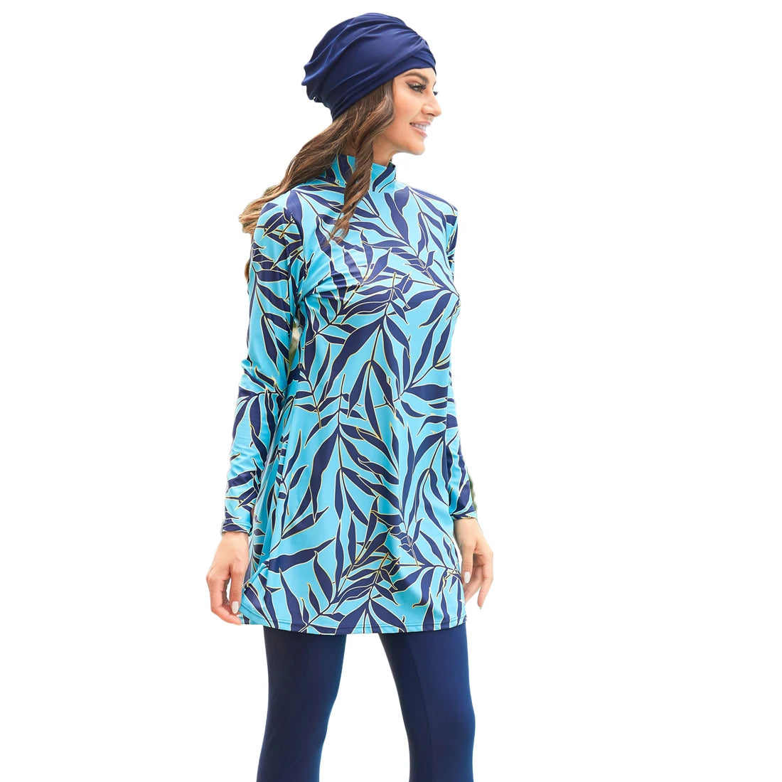 Muslim Swimwear Sets Women Burkini Clothing Modest Patchwork Hijab