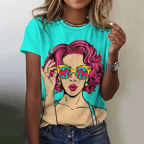 Anime 3D Bad Girl WOW Print Women's Short Sleeve T-shirt O Neck Casual