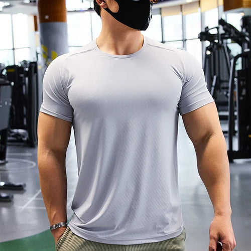 Men Short Sleeve Sport T-shirt Athletics Running Top Quick Dry Gym