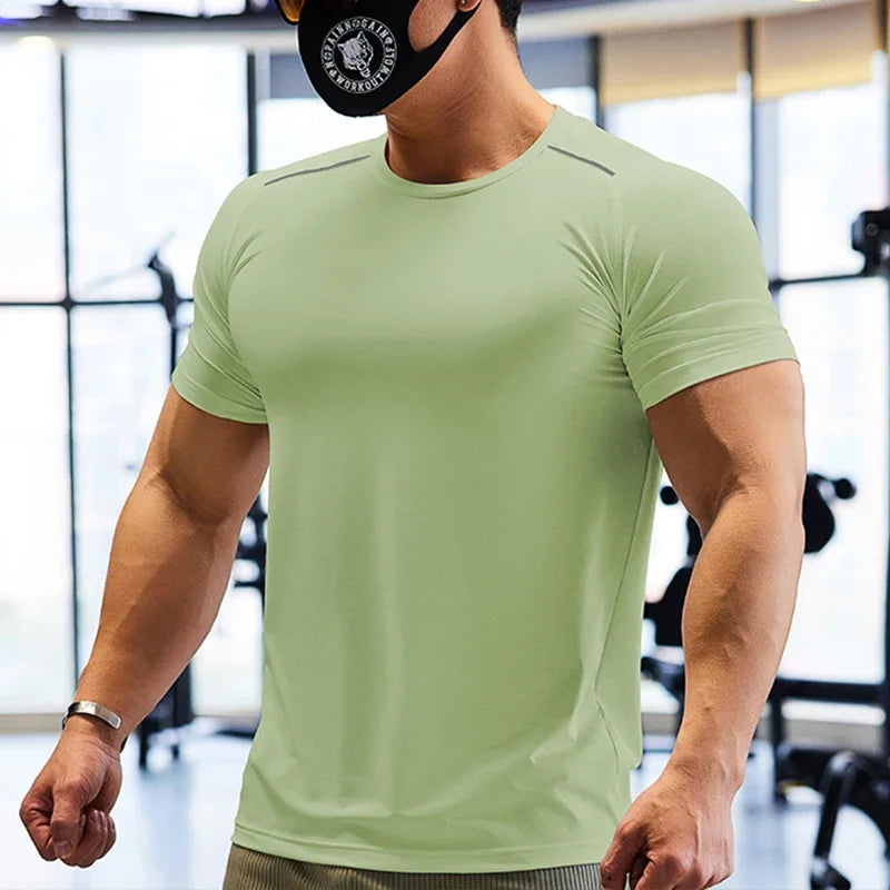 Men Short Sleeve Sport T-shirt Athletics Running Top Quick Dry Gym