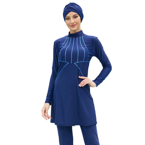 Muslim Swimwear Sets Women Burkini Clothing Modest Patchwork Hijab