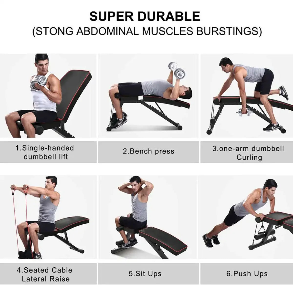 350KG Foldable Pro Sit Up Bench 7 Gear Adjustment Weight Bench Incline