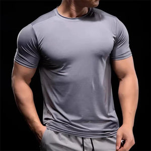 Men Sports T-Shirt Summer Fitness Workout Skinny Short Sleeve Shirts