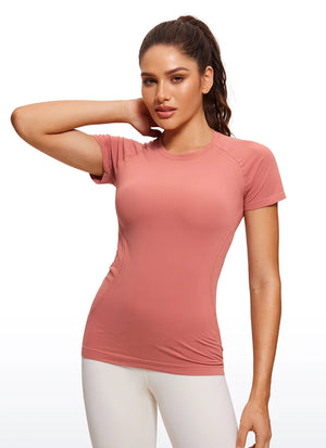 CRZ YOGA Seamless Workout Tops for Women Short Sleeve Athletic Tees