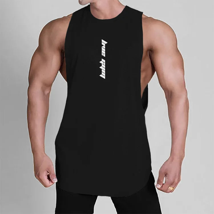 Summer New Y2K Sleeveless Top Men Muscle Tshirt Sporting Gym Clothing