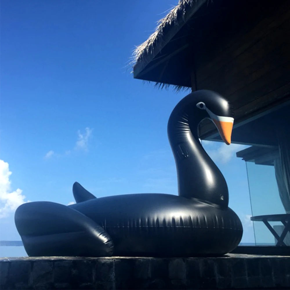 New Cool 190cm Super Large Black Swan Swimming Inflatable Floating Row