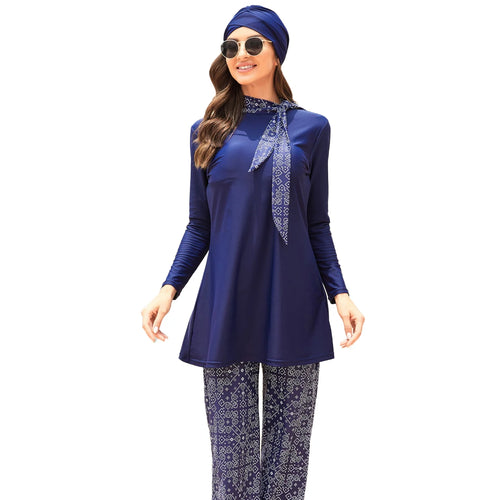 Muslim Swimwear Sets Women Burkini Clothing Modest Patchwork Hijab