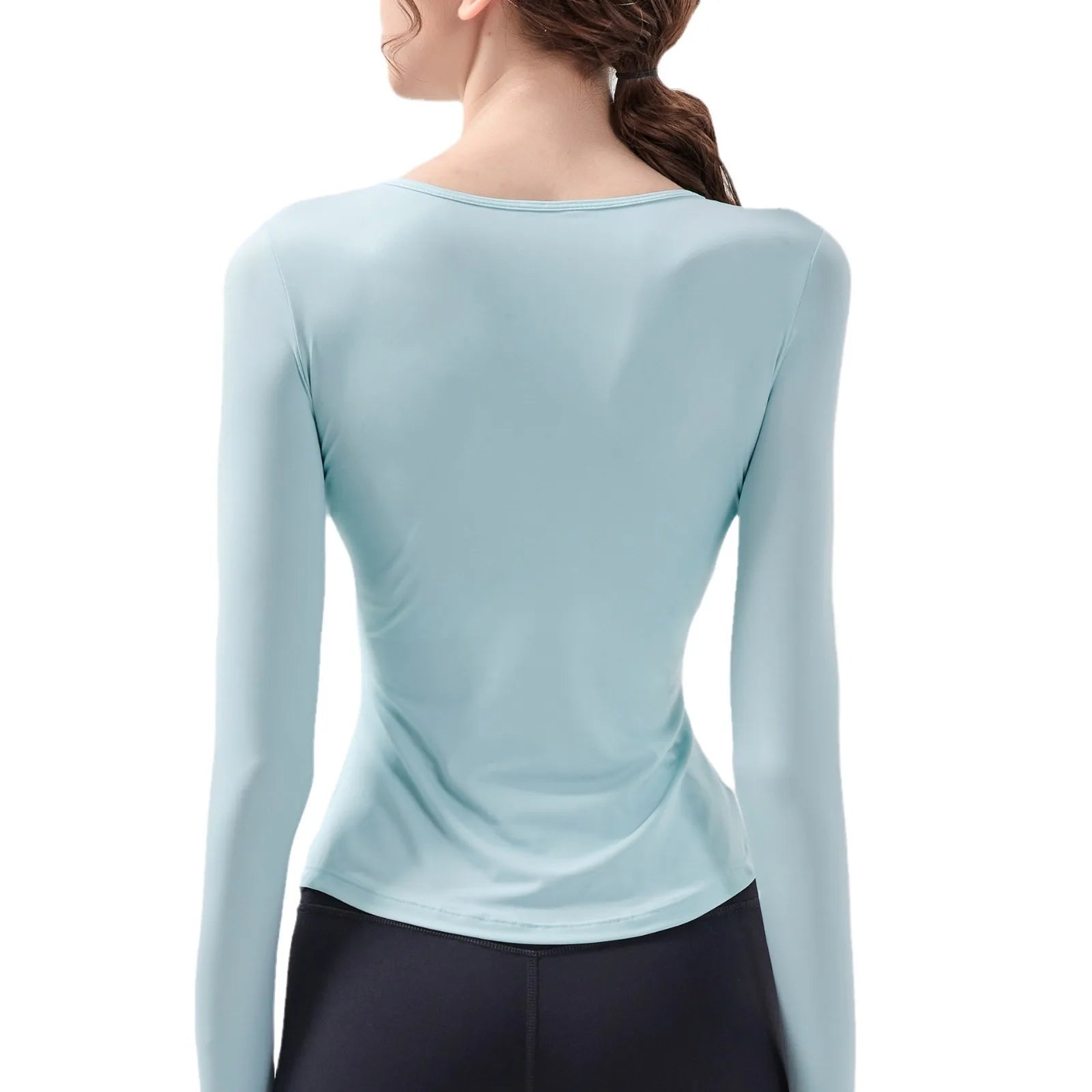 Women's Seamless T-Shirt Blouse Long Sleeve Sports Yoga Top Woman