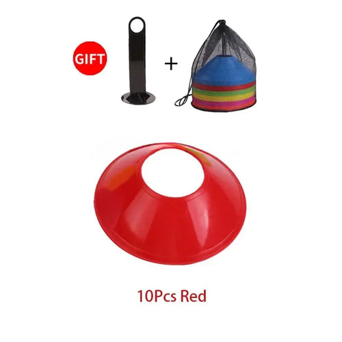 10Pcs Soccer Cones Disc Football Training Discs With Carry Bag Holder