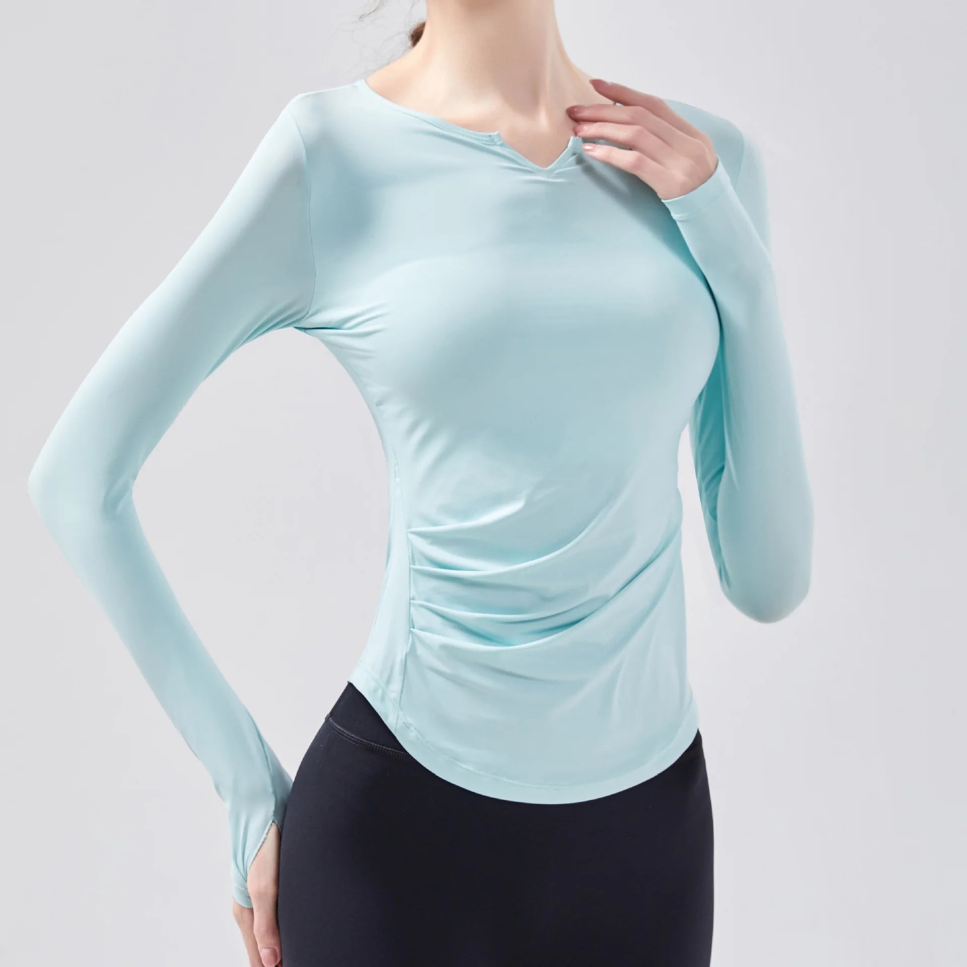 Women's Seamless T-Shirt Blouse Long Sleeve Sports Yoga Top Woman