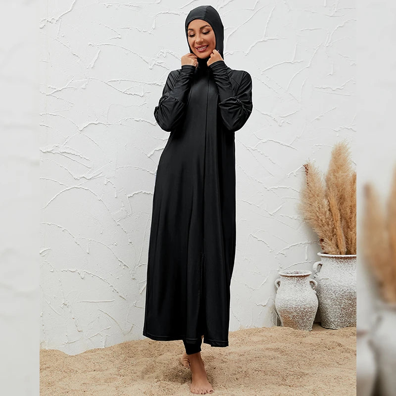 Women Muslim Swimwear Beachwear 3pcs Islamic Clothes Hijab Long