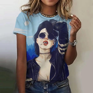 Anime 3D Bad Girl WOW Print Women's Short Sleeve T-shirt O Neck Casual