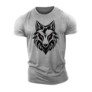 3D Printing Untamed Wolf Red Eyes Drip Gym T-Shirt High Quality Cotton