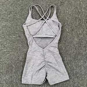 Pad Cross Back Women Fitness Gym One Piece Jumpsuit Leggings Workout