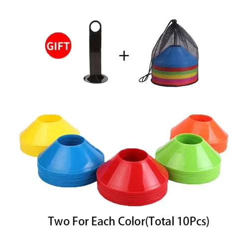 10Pcs Soccer Cones Disc Football Training Discs With Carry Bag Holder