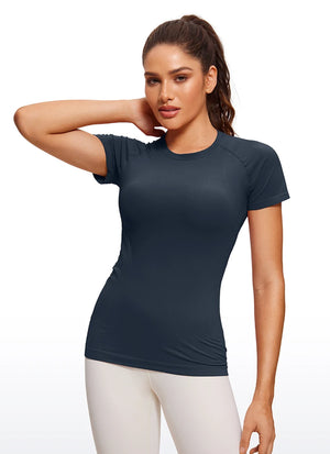 CRZ YOGA Seamless Workout Tops for Women Short Sleeve Athletic Tees