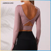 Gym Fitness Yoga Shirt Women Sports Bras Long Sleeve Built In Bra Top