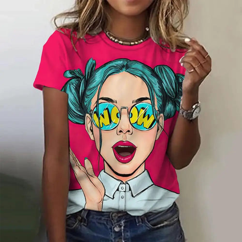 Anime 3D Bad Girl WOW Print Women's Short Sleeve T-shirt O Neck Casual