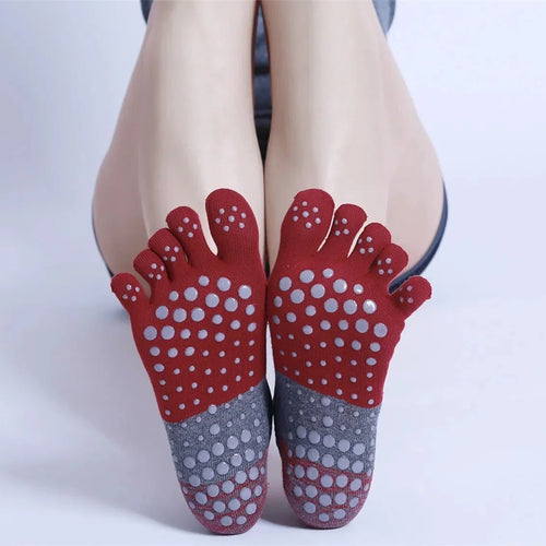 Ladies Breathable Yoga Socks Silicone Non-Slip Five Finger Pilates