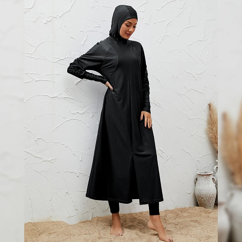 Women Muslim Swimwear Beachwear 3pcs Islamic Clothes Hijab Long