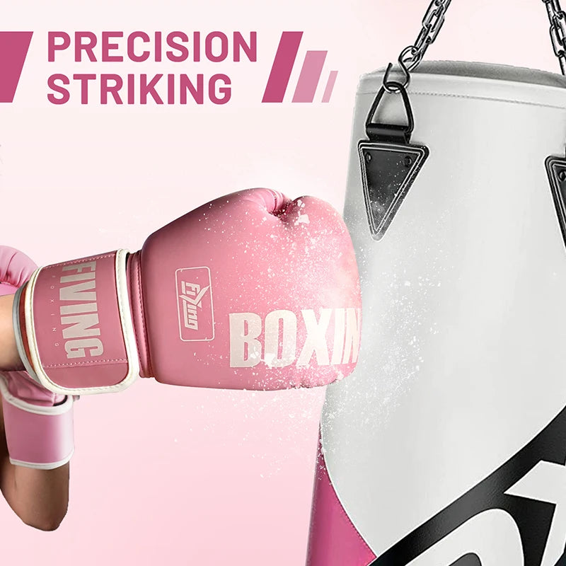 FIVING Pro Style Boxing Gloves for Women, PU Leather, Training Muay