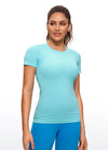 CRZ YOGA Seamless Workout Tops for Women Short Sleeve Athletic Tees