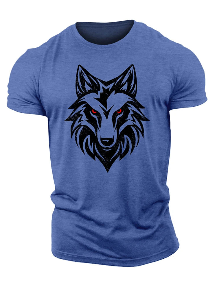 3D Printing Untamed Wolf Red Eyes Drip Gym T-Shirt High Quality Cotton