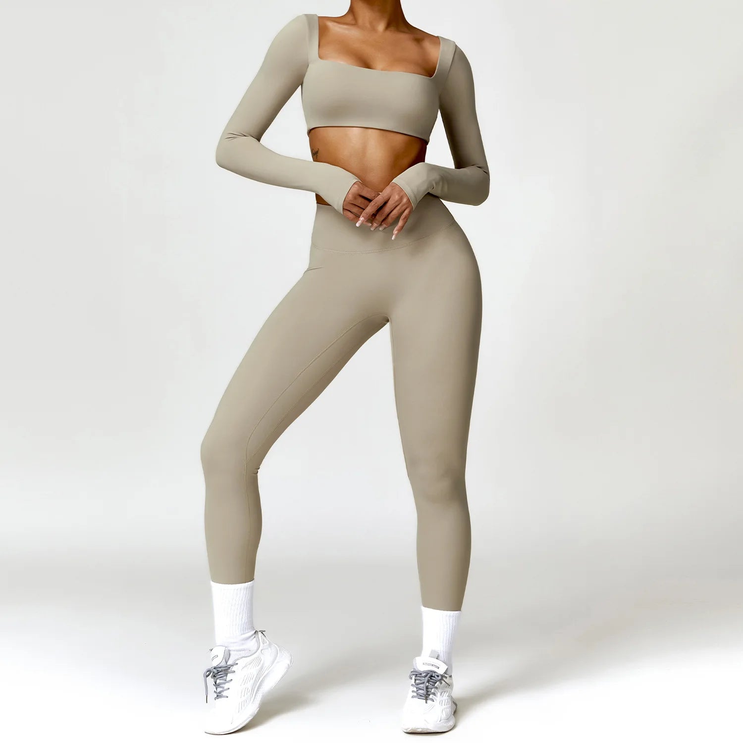 Yoga Set 2PCS Women Gym Long Sleeve Seamless Sportswear Workout