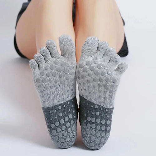 Ladies Breathable Yoga Socks Silicone Non-Slip Five Finger Pilates