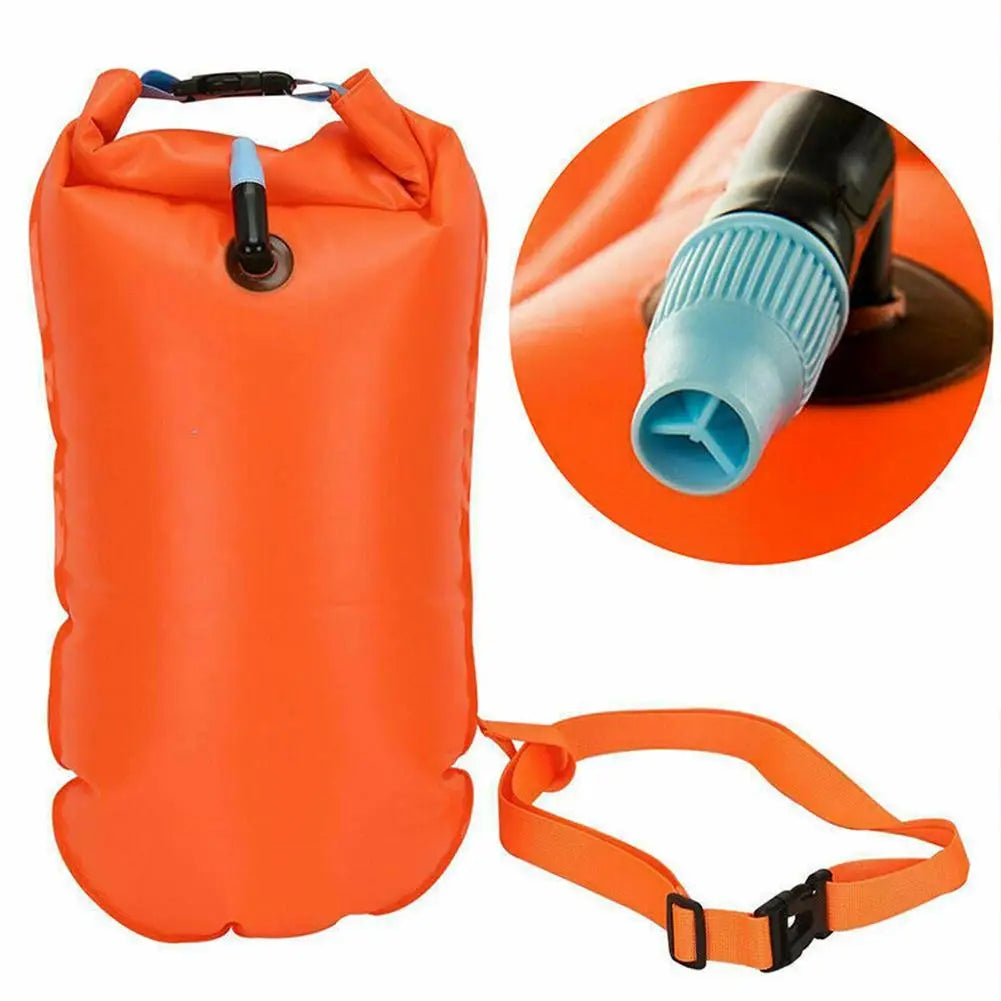 Inflatable Open Swimming Buoy Tow Float Dry Bag Double Air Bag With