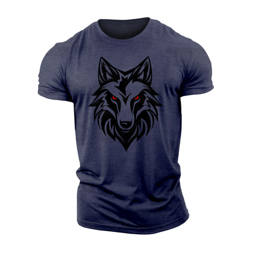 3D Printing Untamed Wolf Red Eyes Drip Gym T-Shirt High Quality Cotton