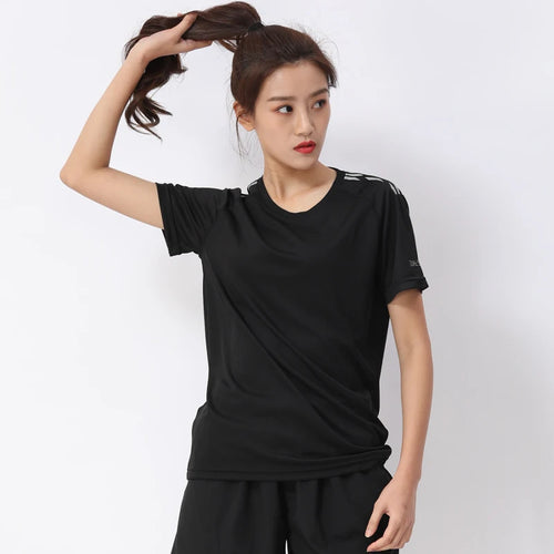 Women Sport T-shirts Quick Dry Print Running Casual Short Sleeve Loose