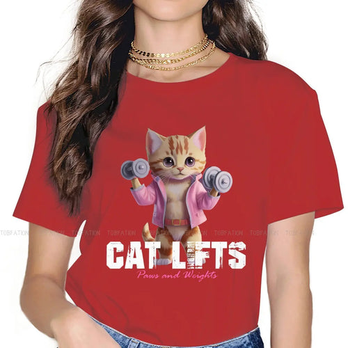 Cat Gym quote Graphic TShirt Meowscular Cartoon Style Casual T Shirt