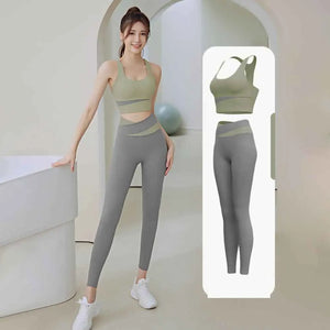 High Waist Yoga Set Lady Gym Suit Sport Set Shockproof Sport Bra Crop